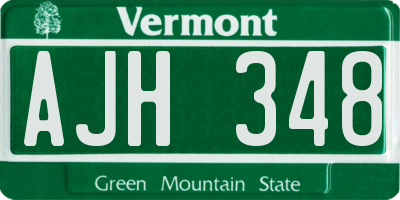 VT license plate AJH348