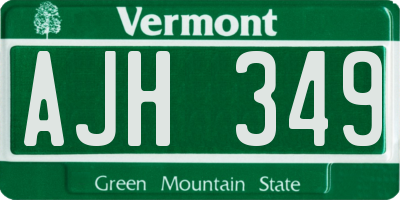 VT license plate AJH349