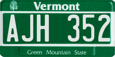 VT license plate AJH352