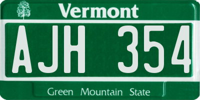 VT license plate AJH354