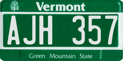 VT license plate AJH357