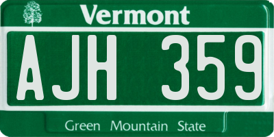 VT license plate AJH359