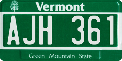 VT license plate AJH361