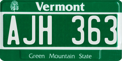 VT license plate AJH363