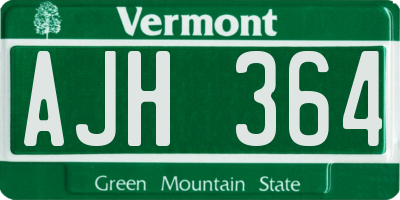 VT license plate AJH364