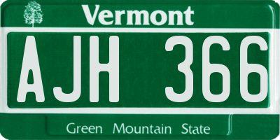 VT license plate AJH366