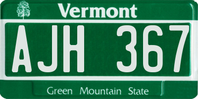 VT license plate AJH367