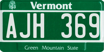 VT license plate AJH369