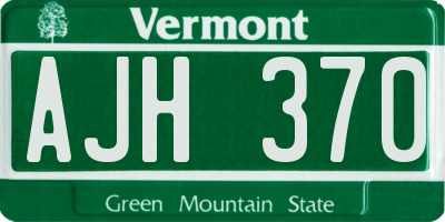 VT license plate AJH370