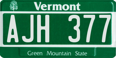 VT license plate AJH377