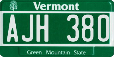 VT license plate AJH380