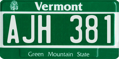 VT license plate AJH381