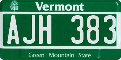 VT license plate AJH383
