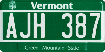 VT license plate AJH387