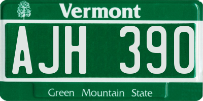 VT license plate AJH390