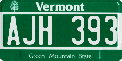 VT license plate AJH393