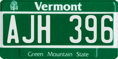 VT license plate AJH396