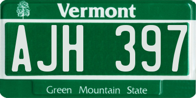 VT license plate AJH397