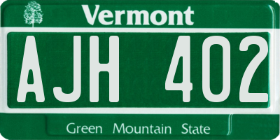 VT license plate AJH402