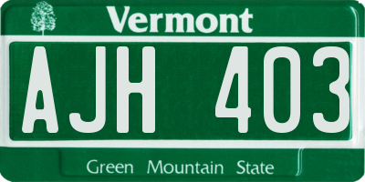 VT license plate AJH403