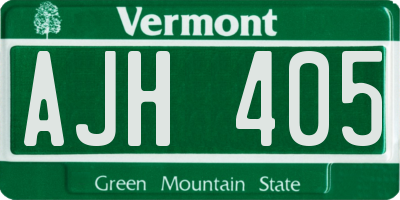 VT license plate AJH405