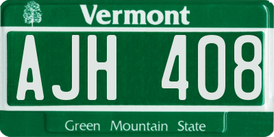 VT license plate AJH408