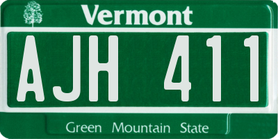 VT license plate AJH411