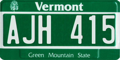 VT license plate AJH415