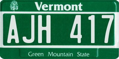 VT license plate AJH417