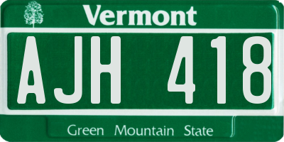 VT license plate AJH418