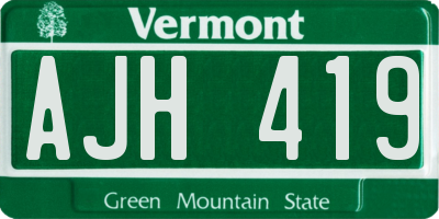 VT license plate AJH419