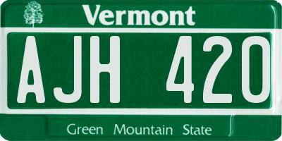 VT license plate AJH420