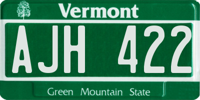 VT license plate AJH422