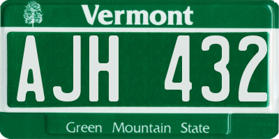 VT license plate AJH432