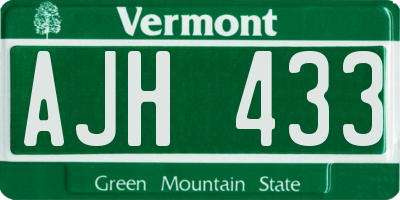 VT license plate AJH433