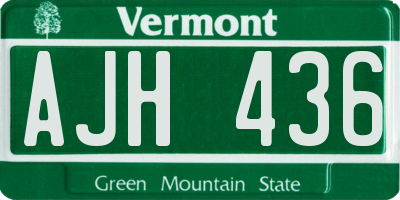 VT license plate AJH436
