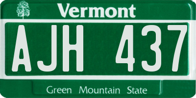 VT license plate AJH437