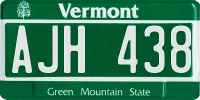 VT license plate AJH438