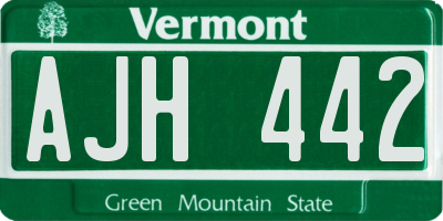VT license plate AJH442