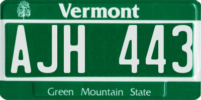 VT license plate AJH443