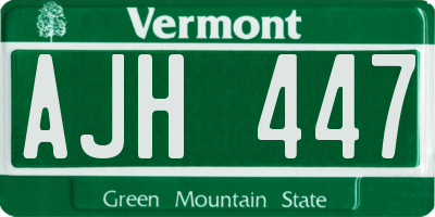 VT license plate AJH447