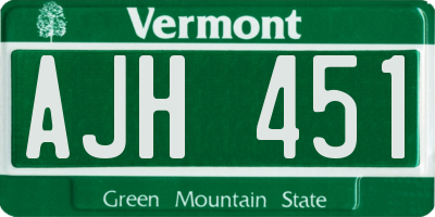 VT license plate AJH451