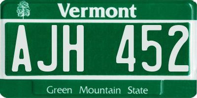 VT license plate AJH452