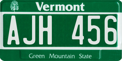 VT license plate AJH456