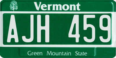 VT license plate AJH459