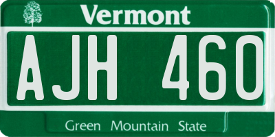 VT license plate AJH460