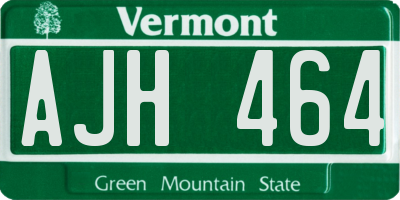 VT license plate AJH464
