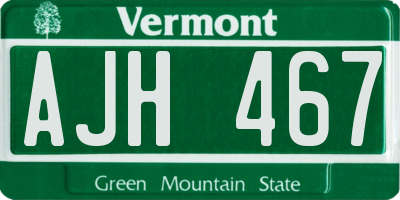VT license plate AJH467