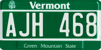 VT license plate AJH468