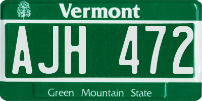 VT license plate AJH472